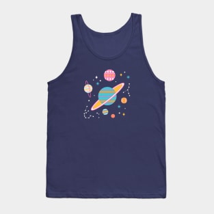 Geometric Space - Pink Tank Top